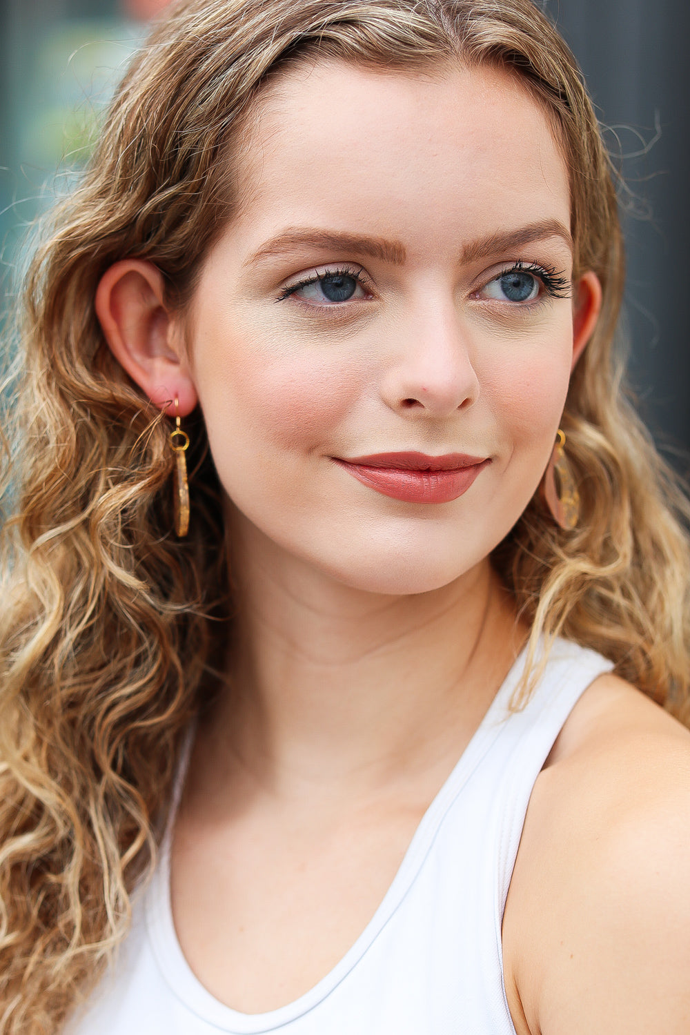 Stuck On You Gold & Wood Earring