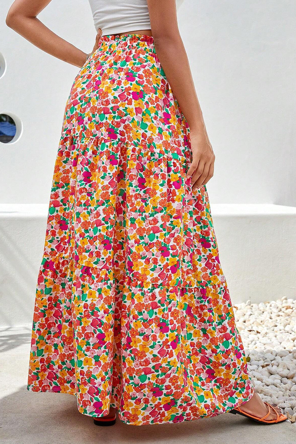 Swinging High Mini Floral Maxi Skirt