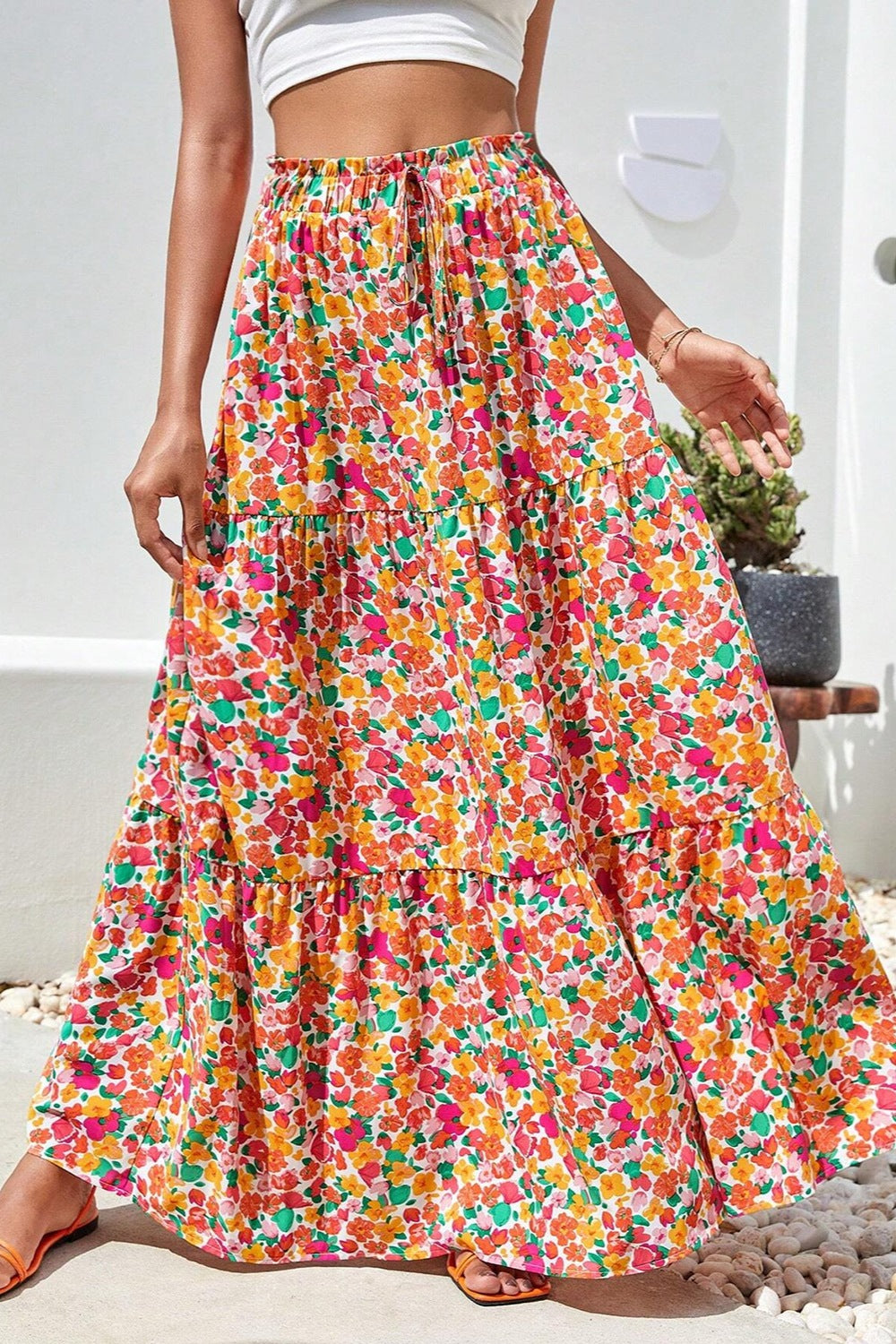 Swinging High Mini Floral Maxi Skirt