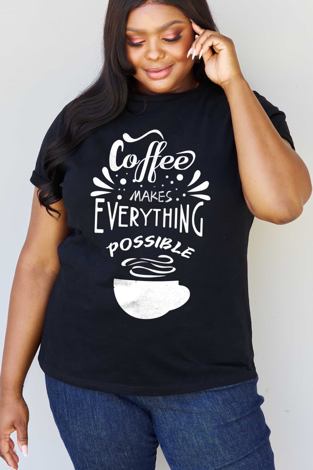 COFFEE MAKES EVERYTHING POSSIBLE Graphic Cotton Tee