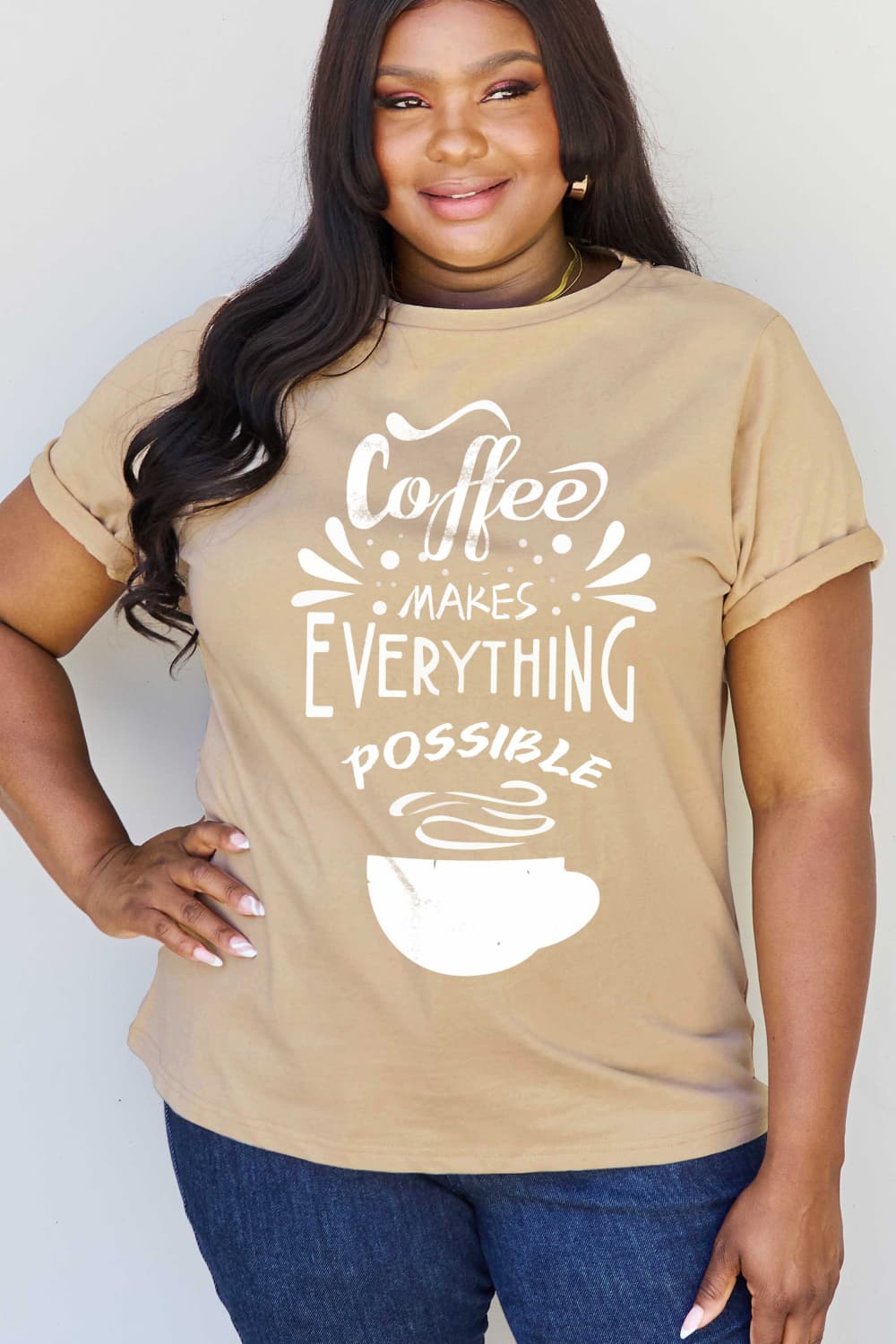COFFEE MAKES EVERYTHING POSSIBLE Graphic Cotton Tee