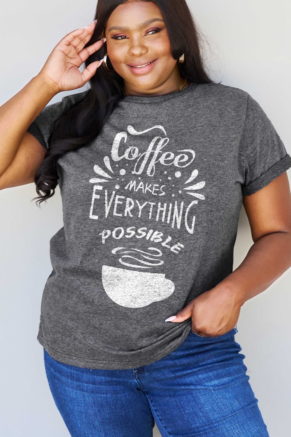 COFFEE MAKES EVERYTHING POSSIBLE Graphic Cotton Tee