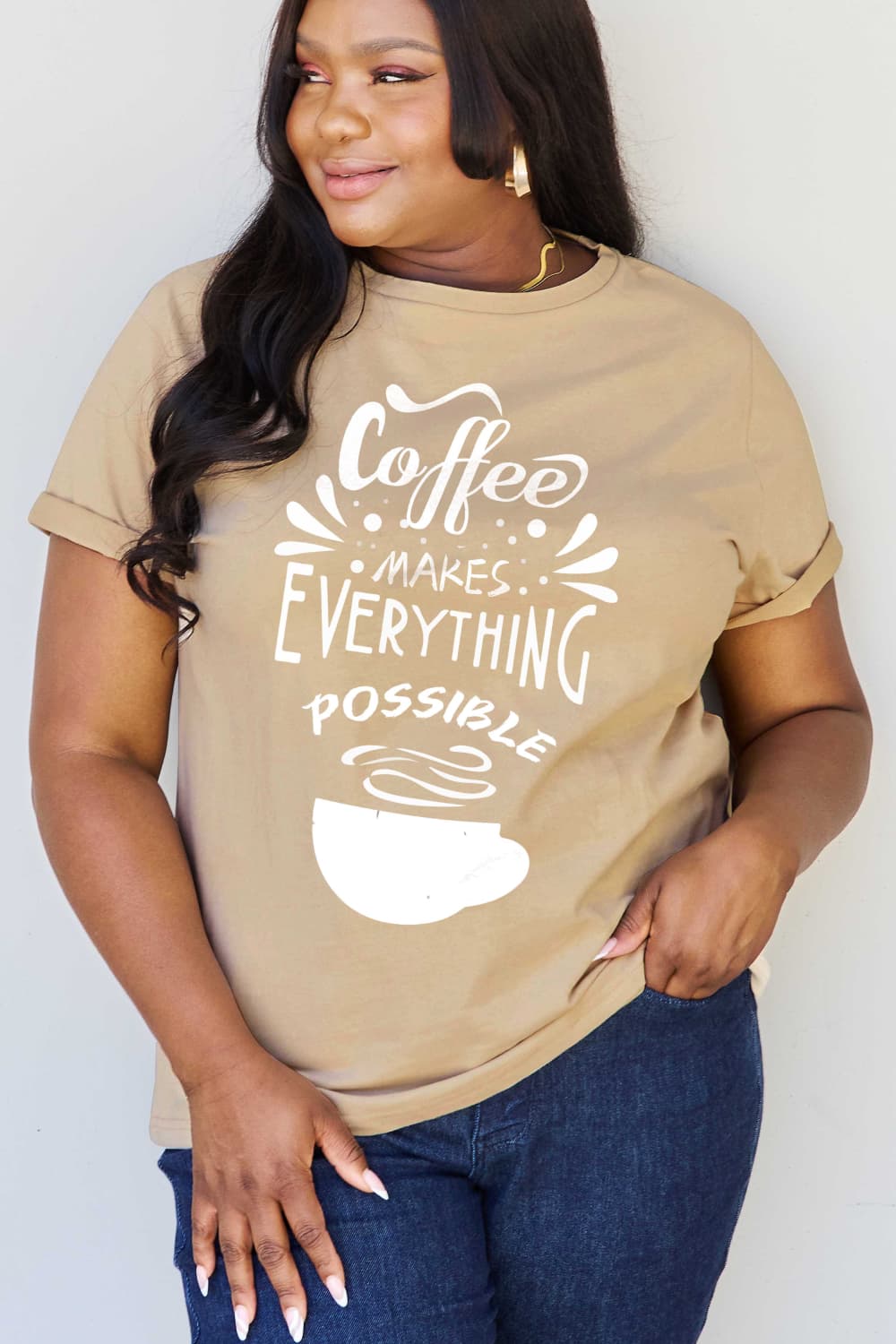 COFFEE MAKES EVERYTHING POSSIBLE Graphic Cotton Tee