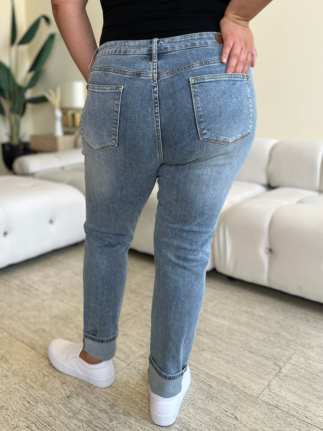 Sophie High Waist Cuff Hem Skinny Jeans