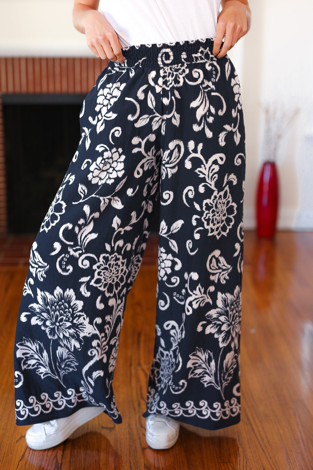 You Got This Black Paisley Floral Smocked Waist Palazzo Pants