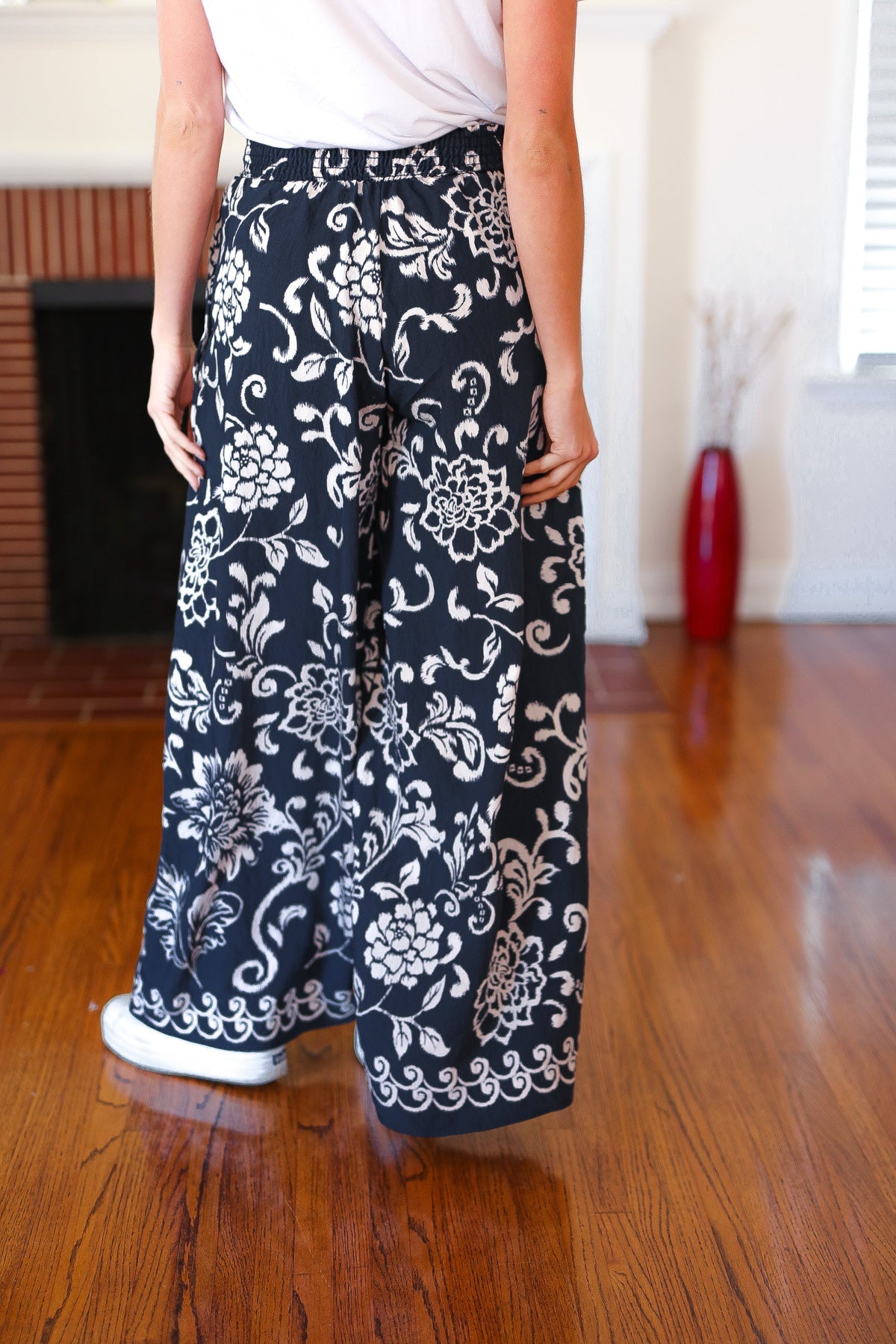 You Got This Black Paisley Floral Smocked Waist Palazzo Pants