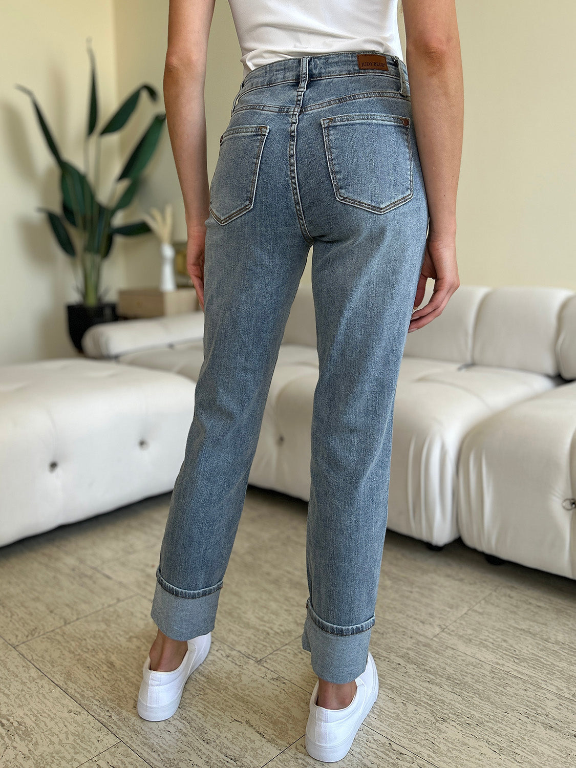 Sophie High Waist Cuff Hem Skinny Jeans