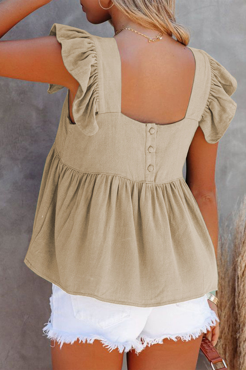 Full Size Ruffled Square Neck Cap Sleeve Blouse