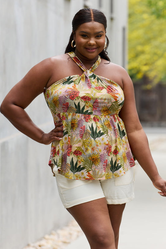 Floral Halter Top in Green