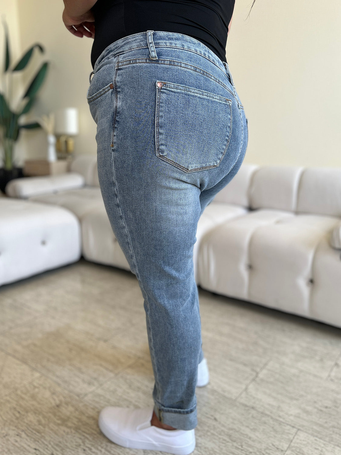 Sophie High Waist Cuff Hem Skinny Jeans