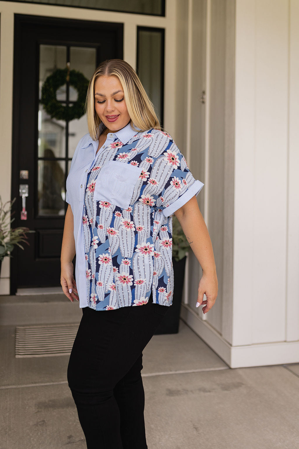 Best Of Both Worlds Button Down Top