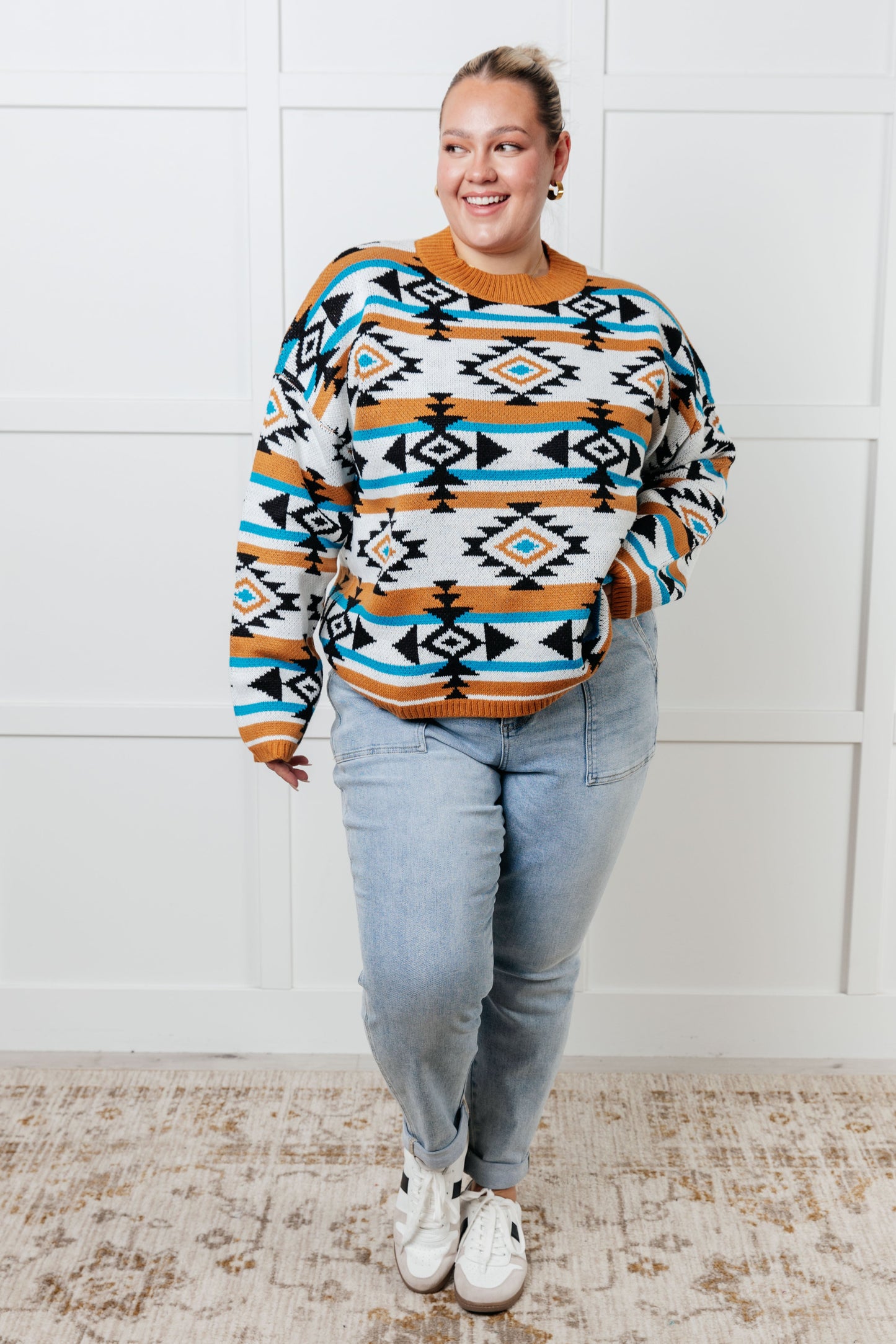 Desert Vibes Geometric Striped Sweater