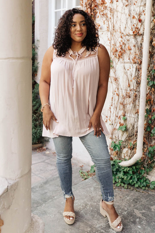 Floral Embroidered Swing Top in Pink