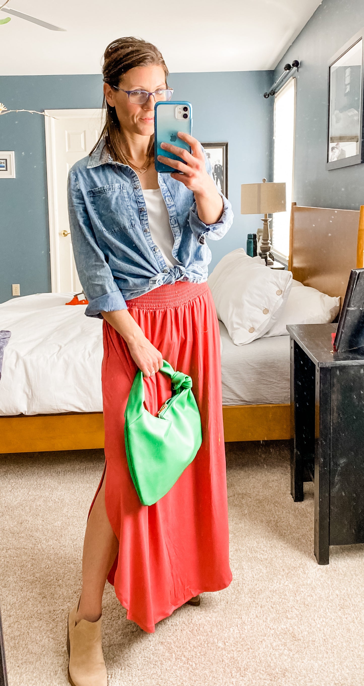 Don't Leave Without Me Skirt in Persimmon