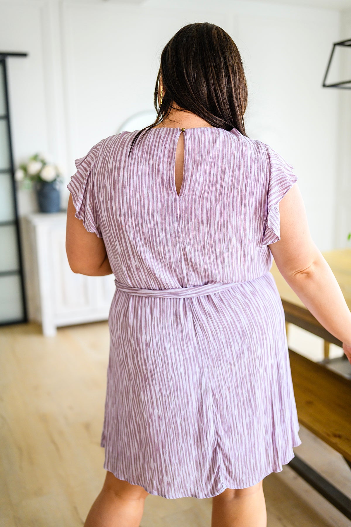 Sandra Striped Flutter Sleeve Dress