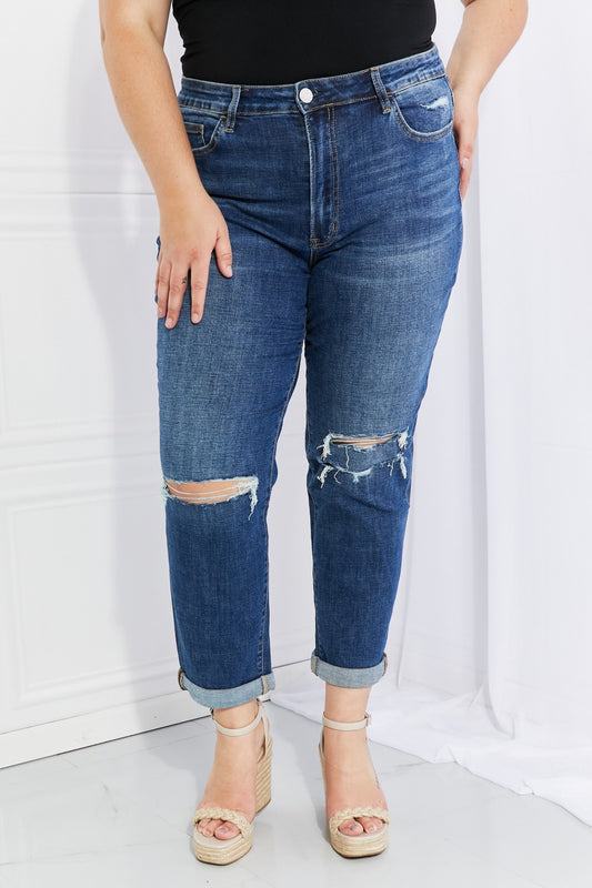 Sienna Distressed Cropped Jeans with Pockets